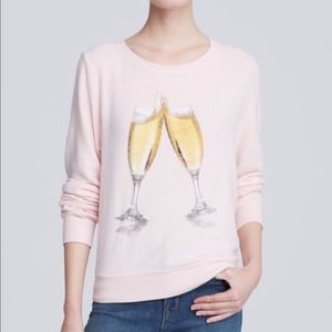 RARE Wildfox Pink Champagne Glasses Jumper Sweater